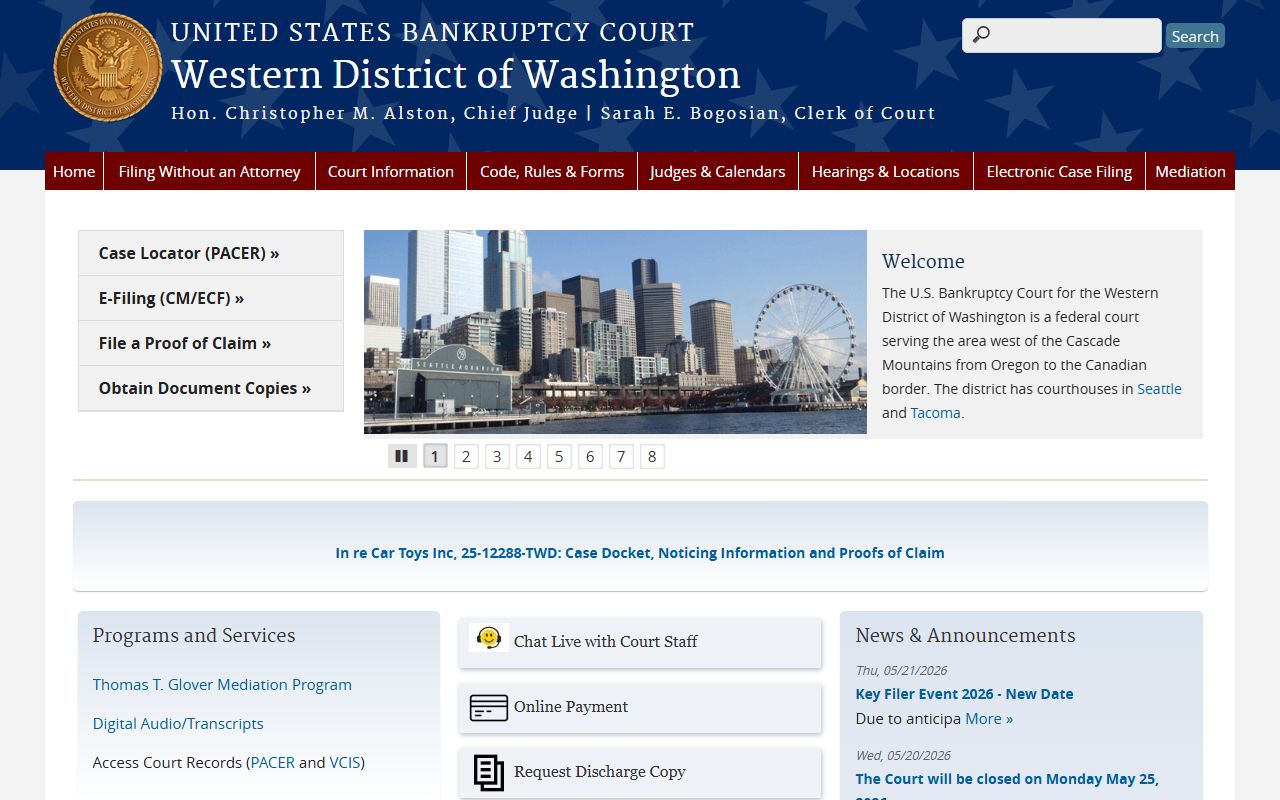 Western District of Washington Bankruptcy Court for Pierce County bankruptcy records