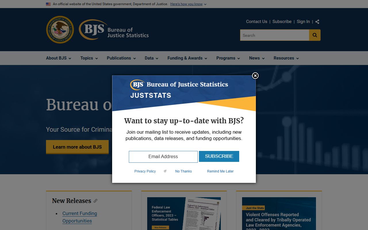 Bureau of Justice Statistics website showing jail population data context for Pierce County inmate population research