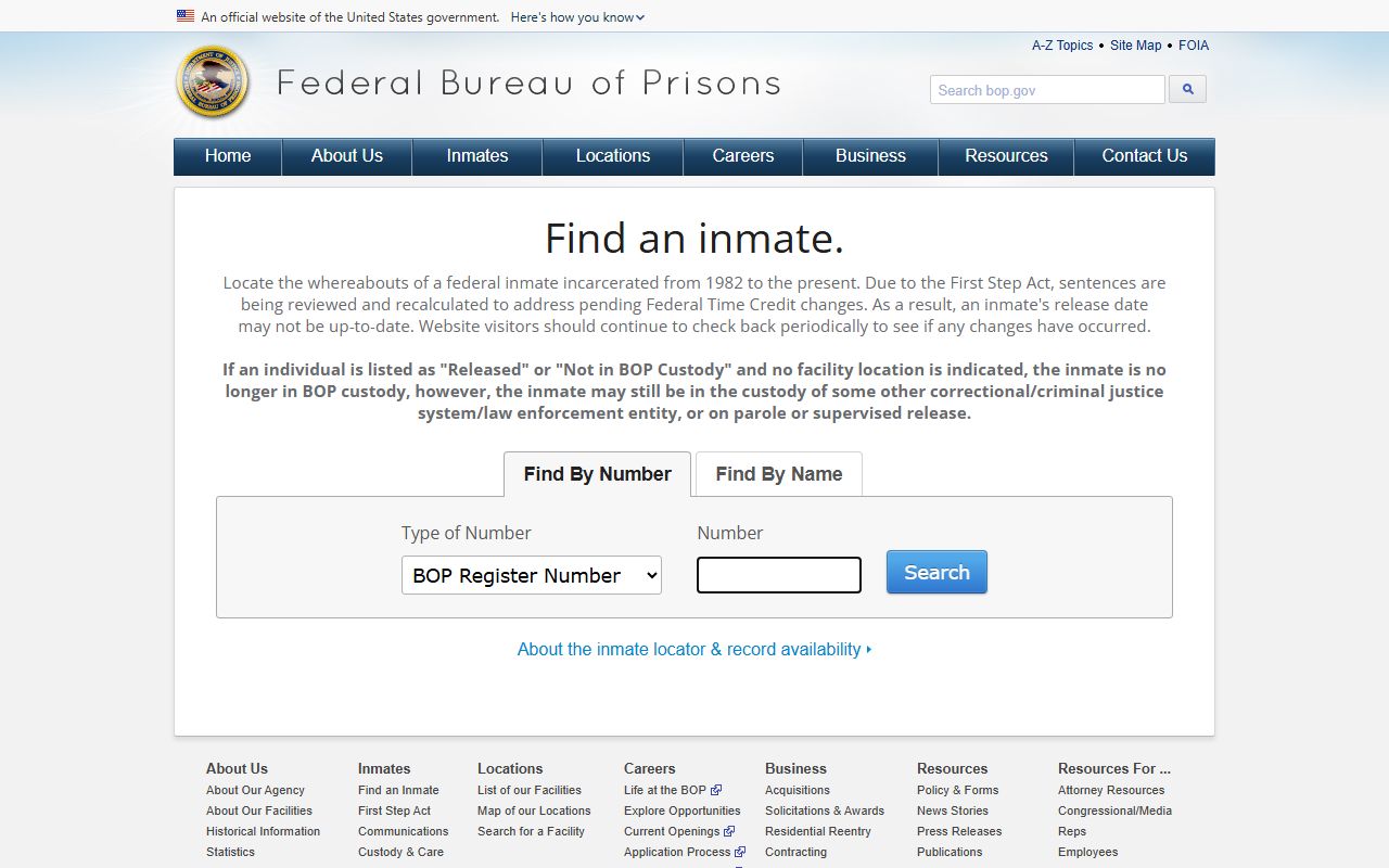 Federal Bureau of Prisons inmate locator for Pierce County residents in federal custody